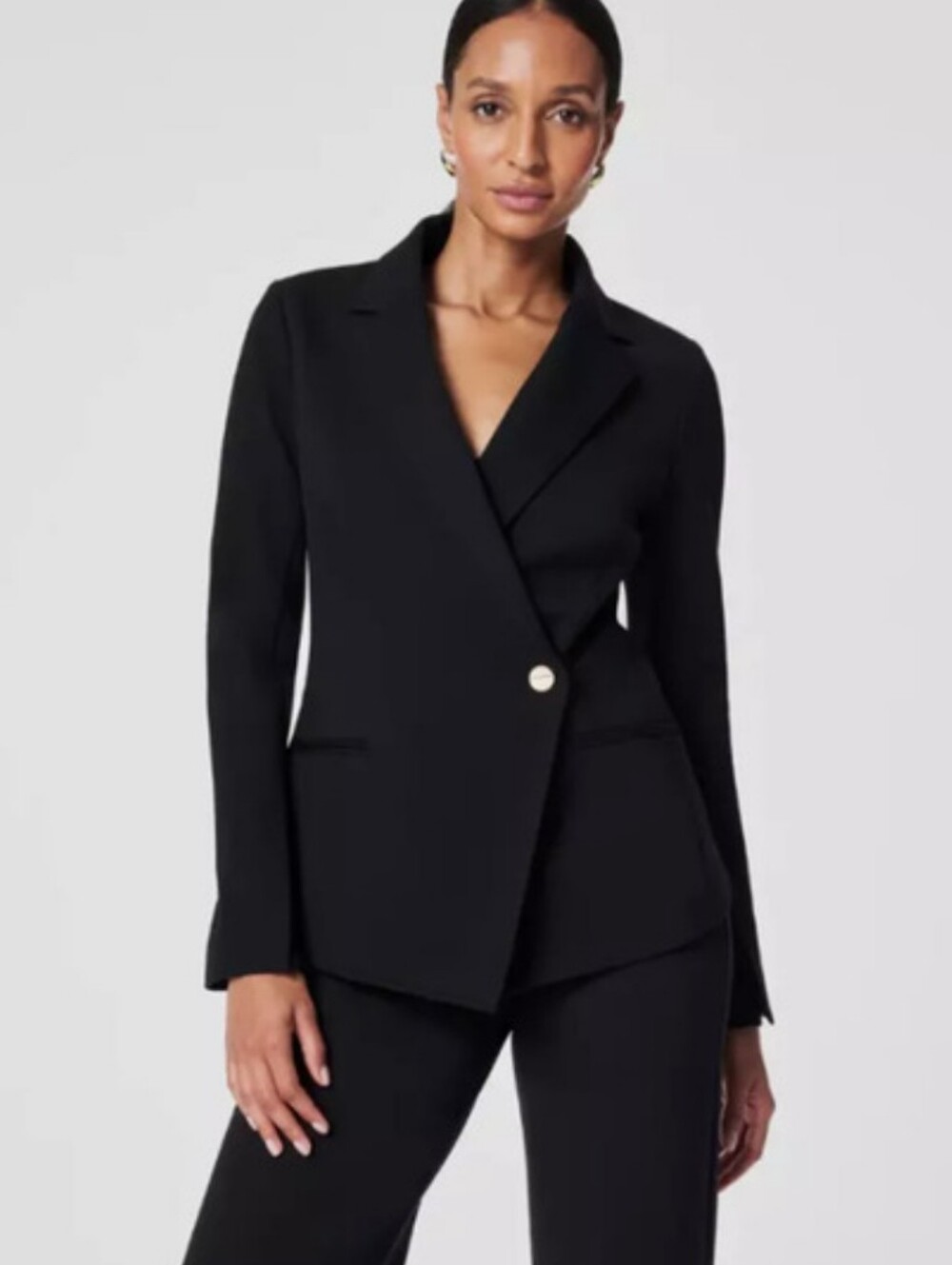 NEW Spanx Black Asymmetic Classic Tailored Blazer Size Small Ponte Knit